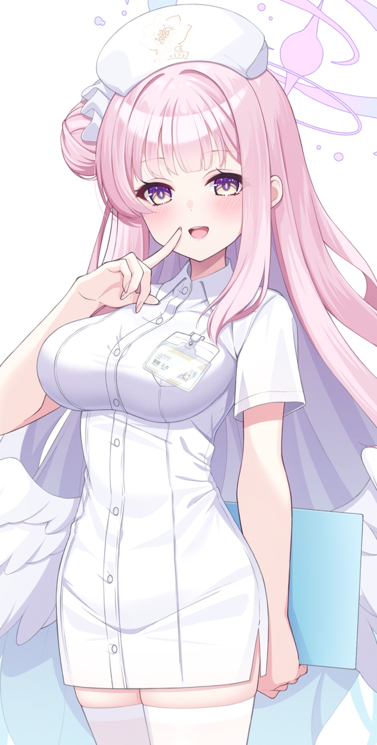 angel, blue_archive, fukemachi, misono_mika, nurse, thighhighs, wings