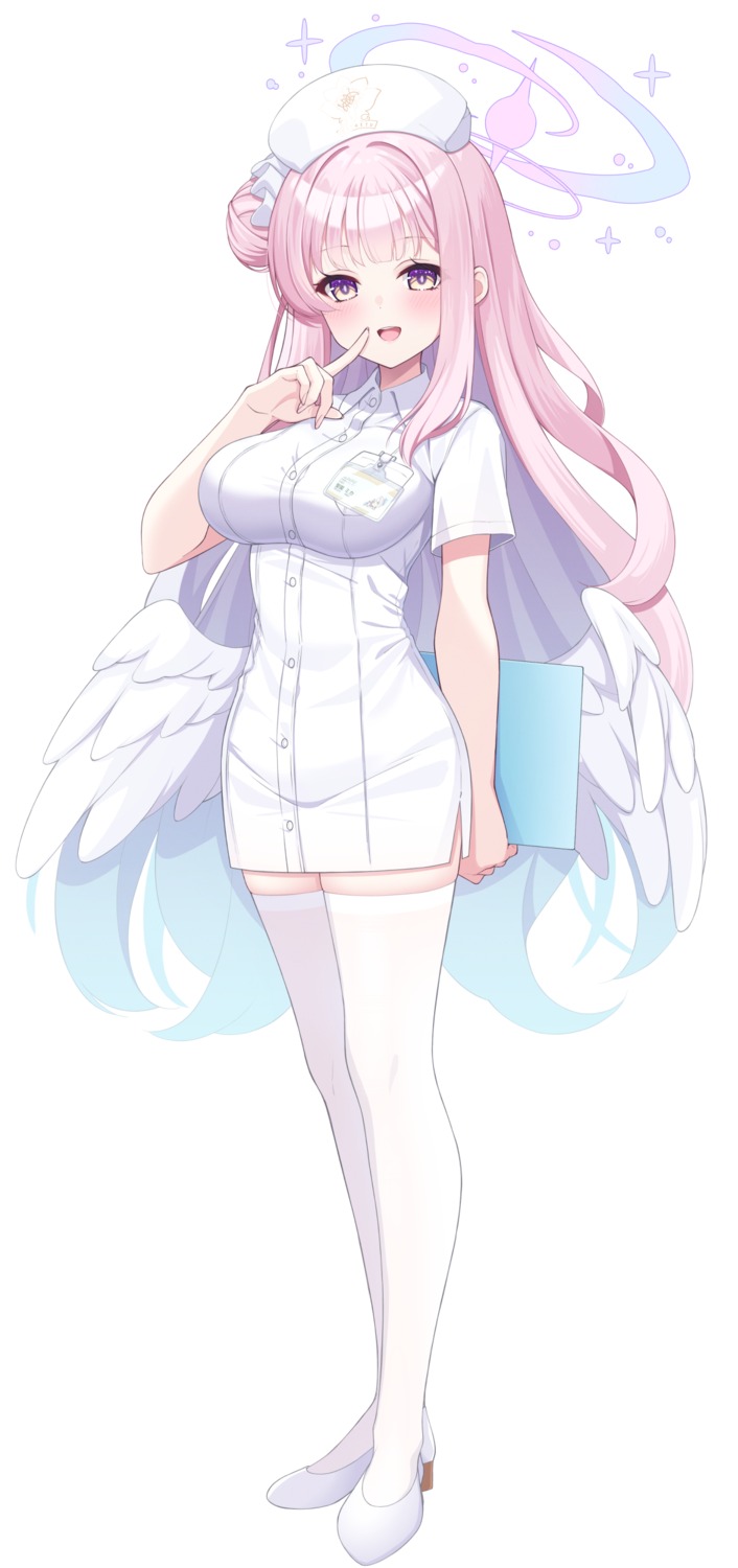 angel, blue_archive, fukemachi, misono_mika, nurse, thighhighs, wings