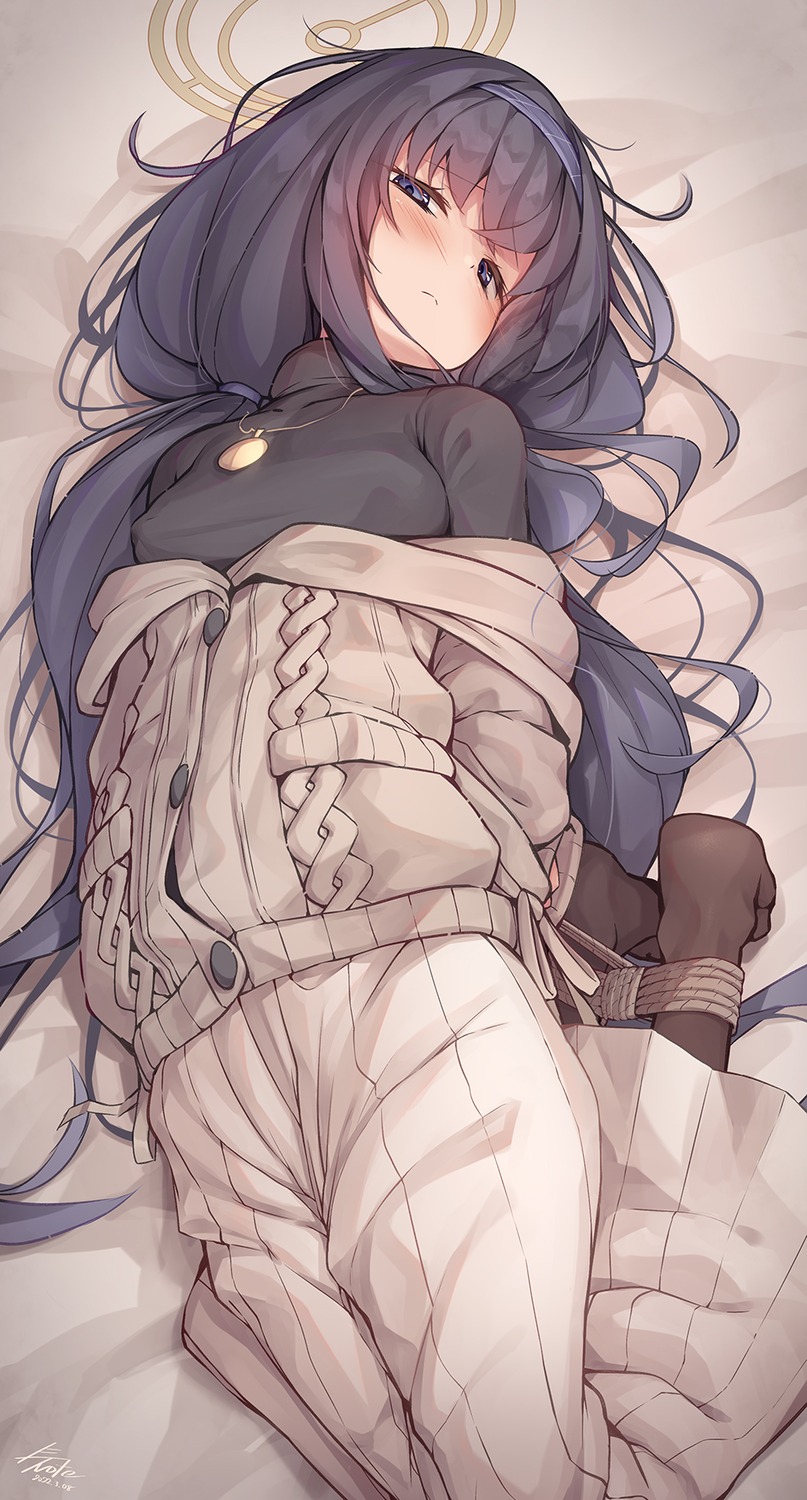 blue_archive, bondage, e-note, halo, kozeki_ui, pantyhose, sweater