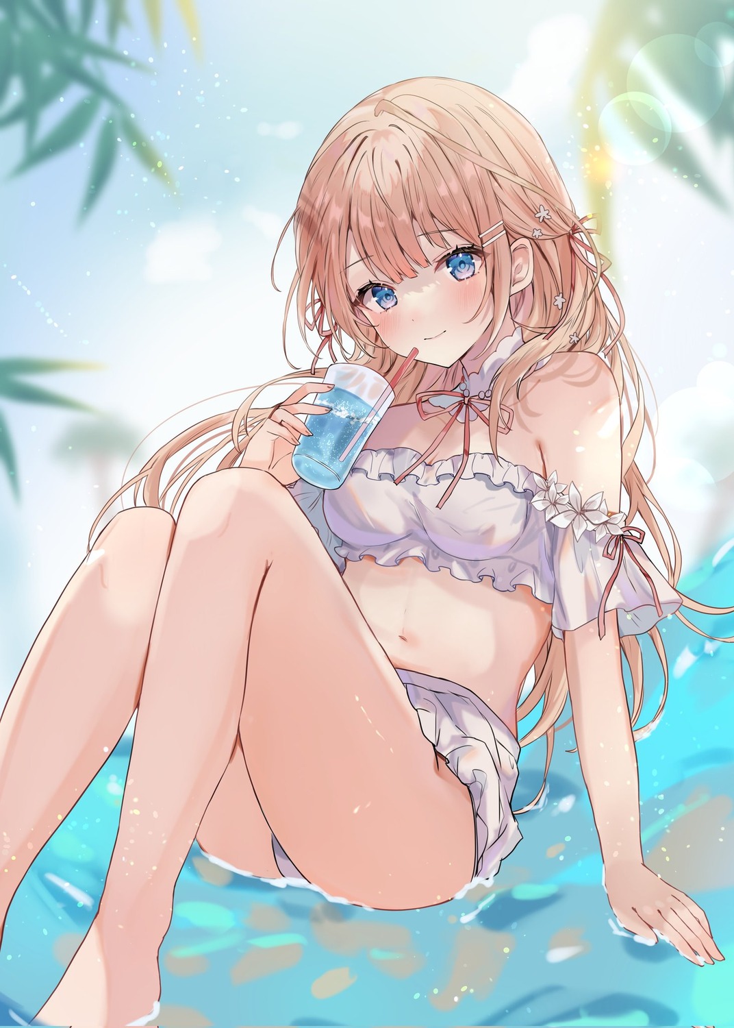 bikini, indie_virtual_youtuber, maruro, see_through, skirt_lift, swimsuits, thong, wet, wet_clothes, yukinoshita_peo