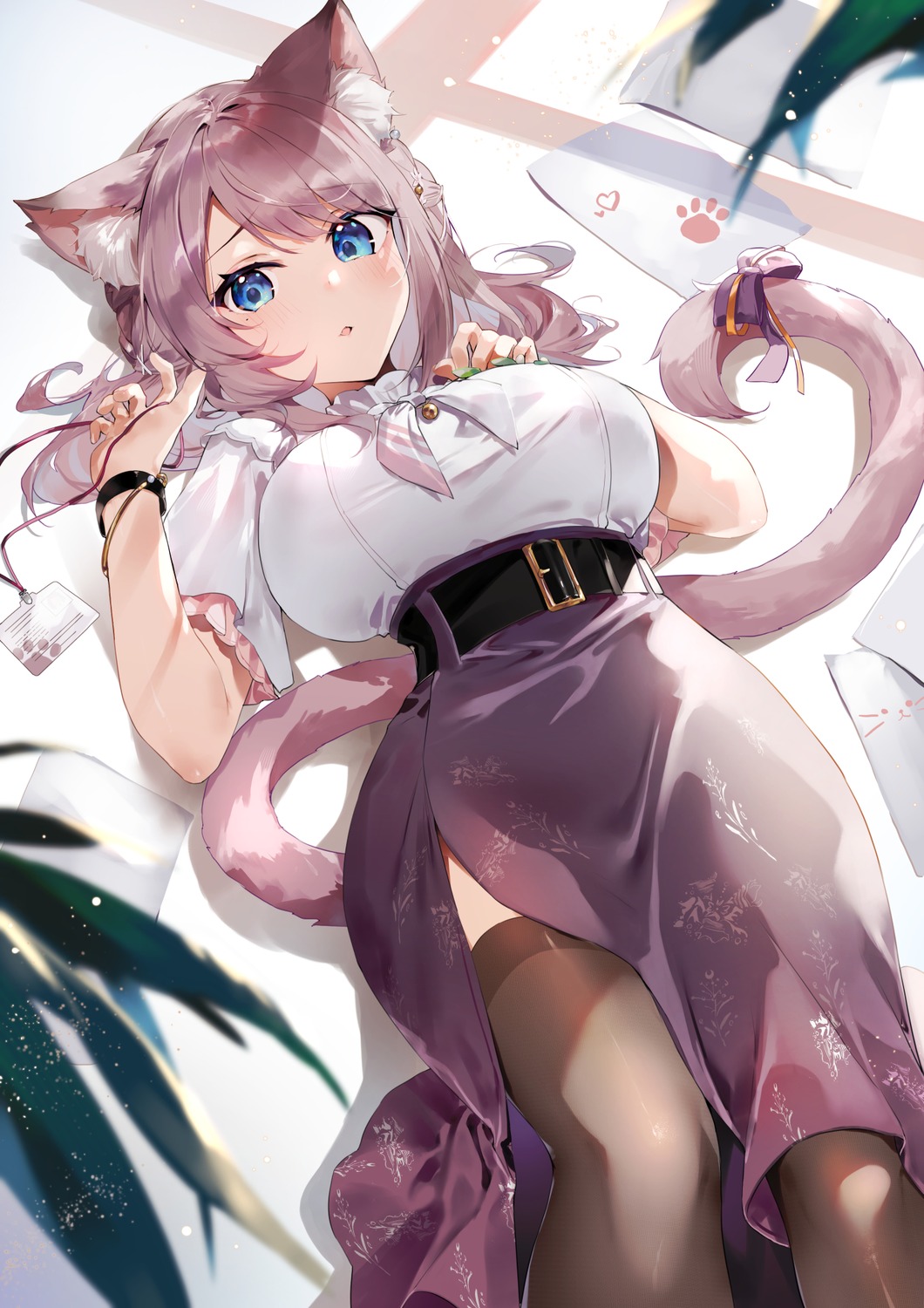 animal_ears, indie_virtual_youtuber, kasumi_komo, mitsuki_momo, nekomimi, skirt_lift, tail, thighhighs