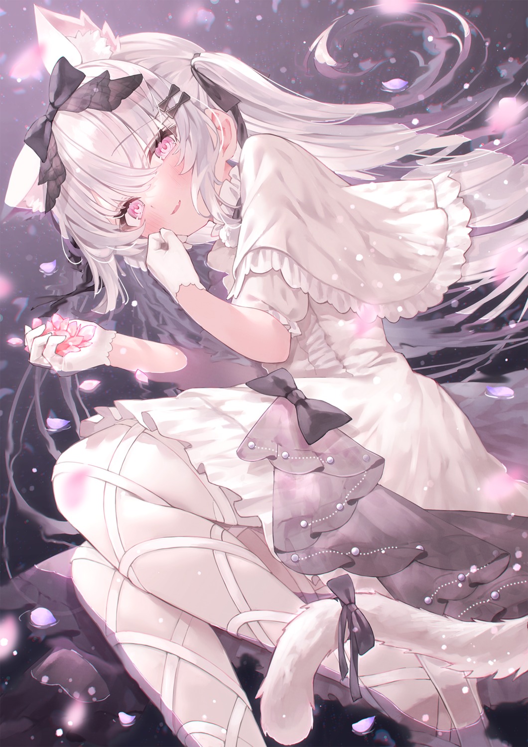 animal_ears, dress, rin31153336, shanoa_(vtuber), shanoa_asmr, tail, wet