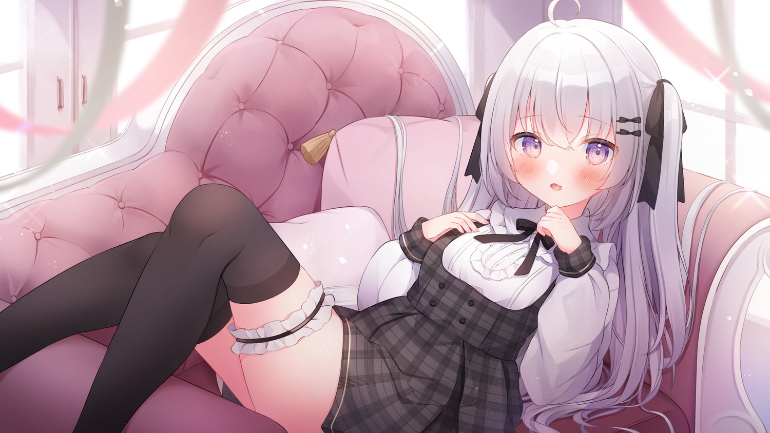 garter, omochi_monaka, shanoa_(vtuber), shanoa_asmr, skirt_lift, thighhighs