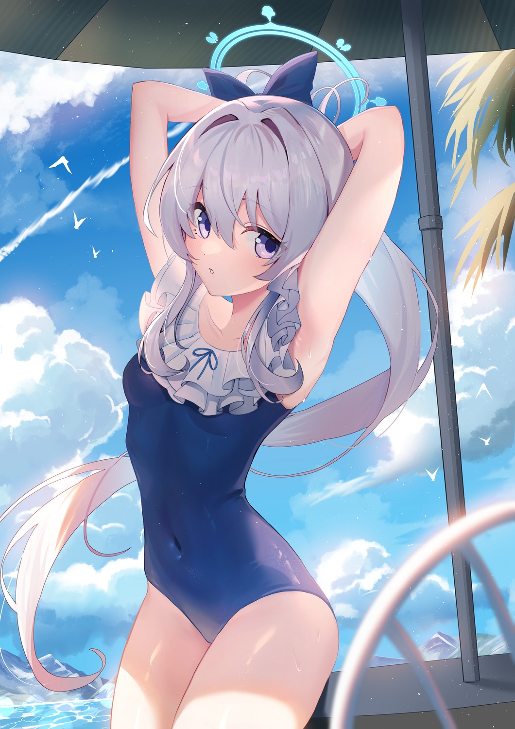 blue_archive, halo, so_tsubasa, swimsuits, tsukiyuki_miyako