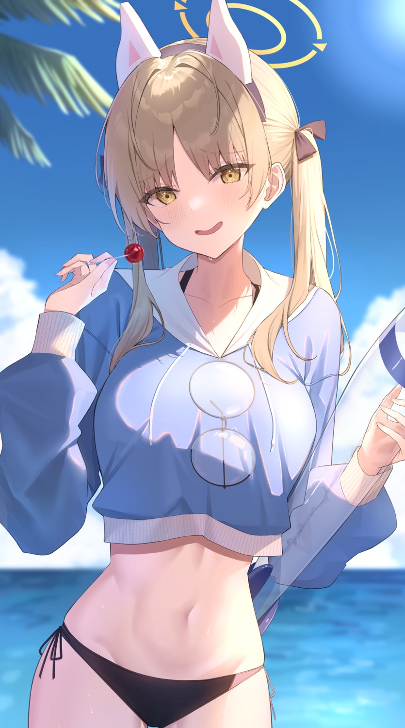 animal_ears, bikini, blue_archive, bunny_ears, halo, kazekura_moe, megane, swimsuits