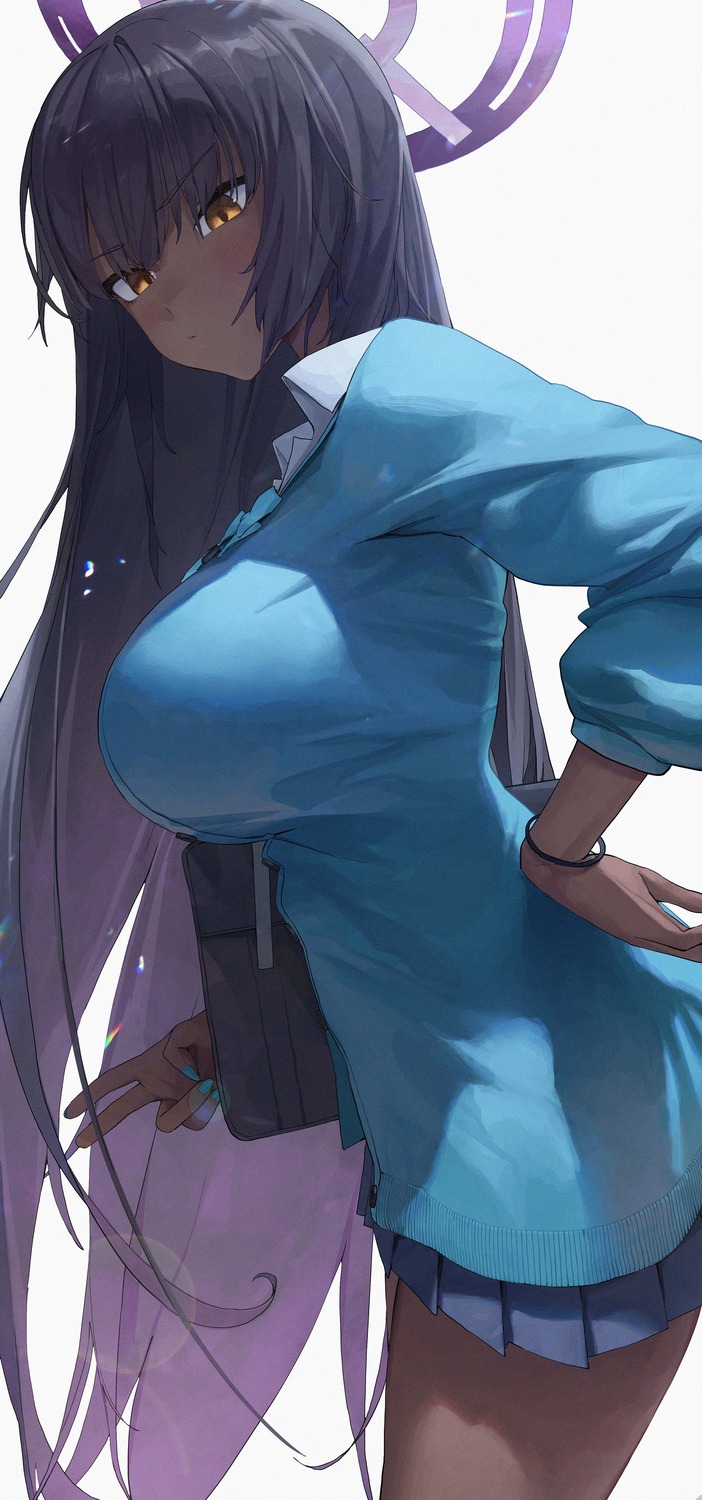 bingwei_huang, blue_archive, halo, kakudate_karin, seifuku, sweater