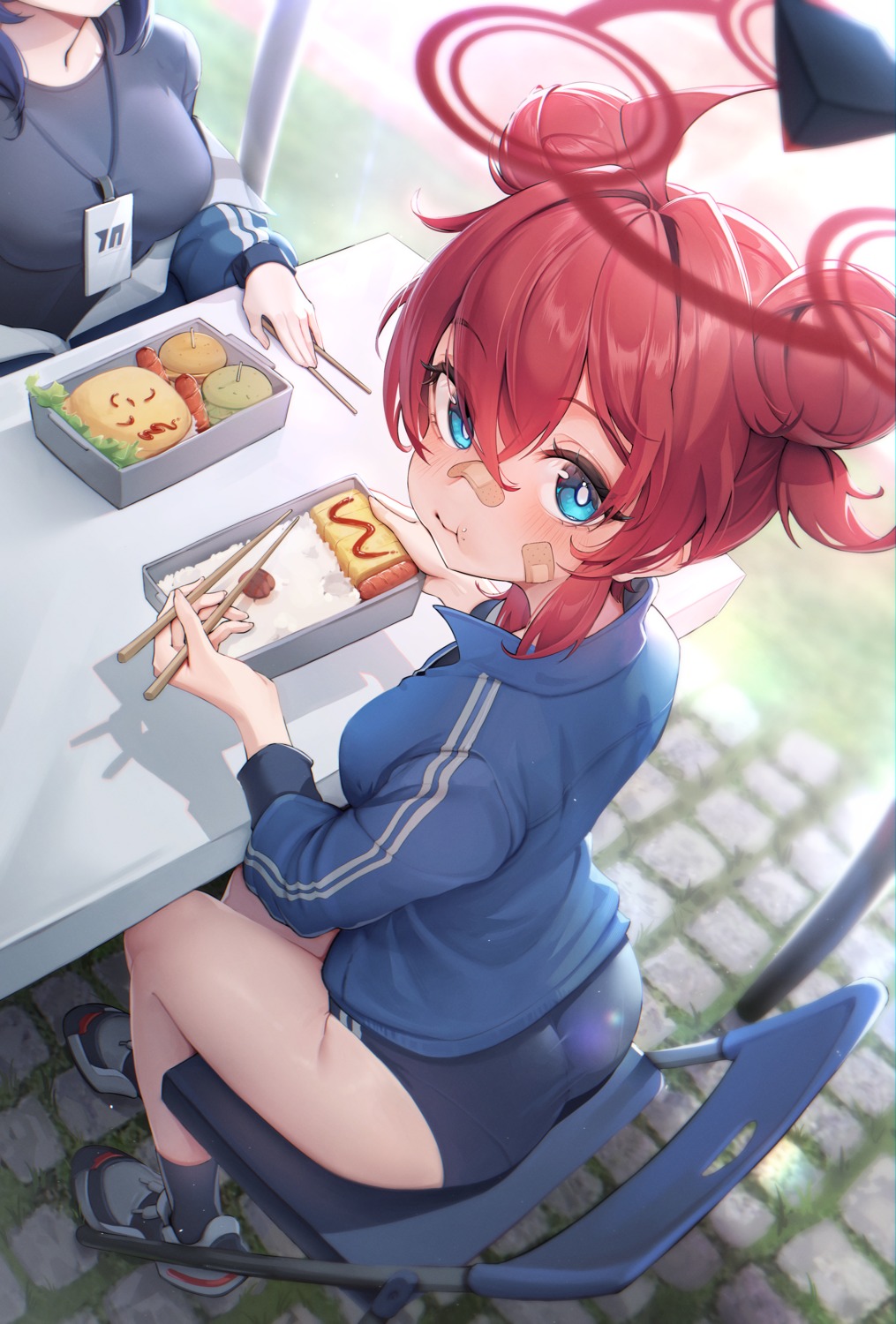 ass, bandaid, blue_archive, buruma, gym_uniform, halo, hayase_yuuka, konuri_maki, v_burger103