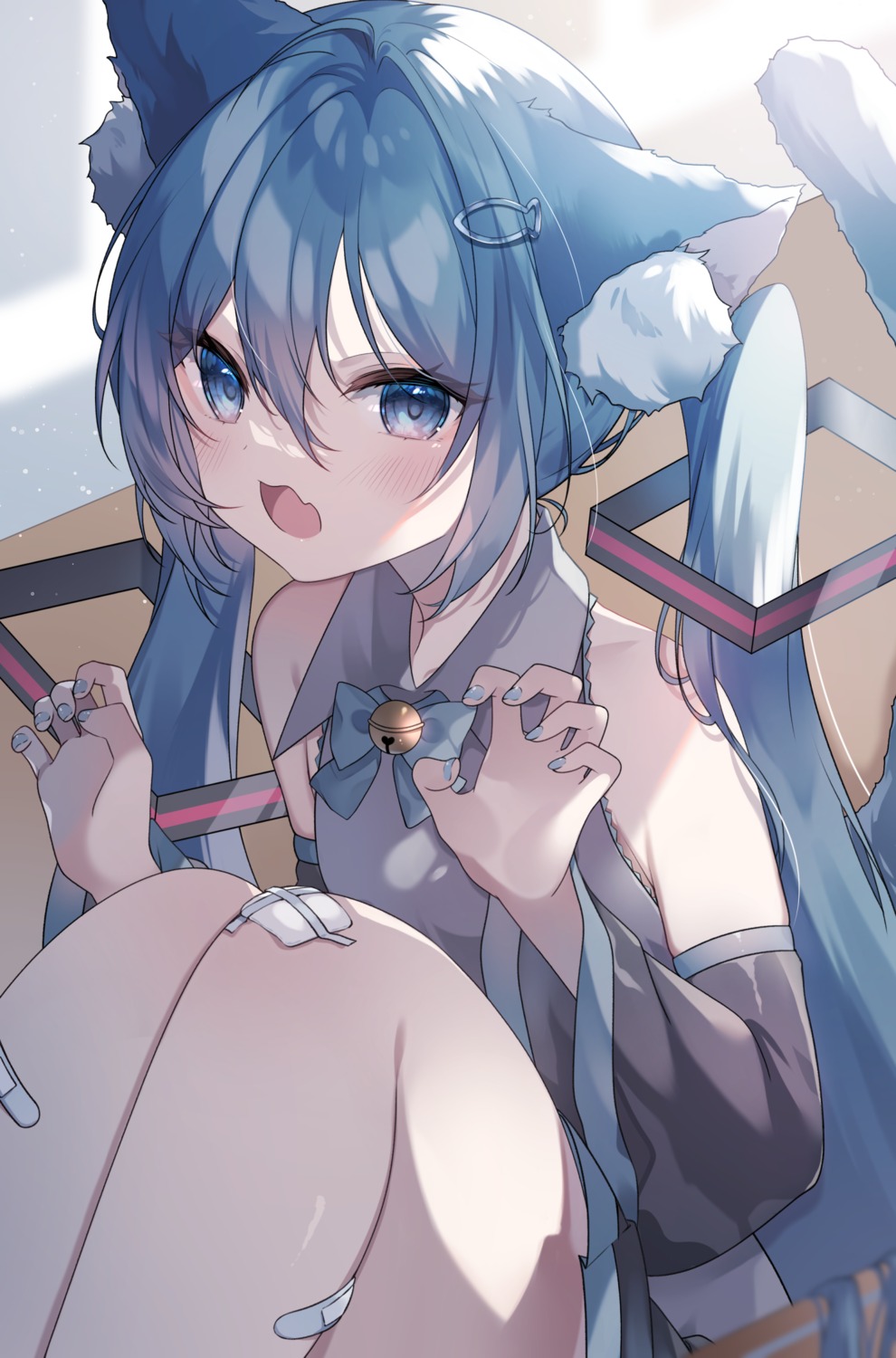 animal_ears, bandaid, hatsune_miku, nekomimi, tail, vocaloid, yuni_(irohasuiroiro)
