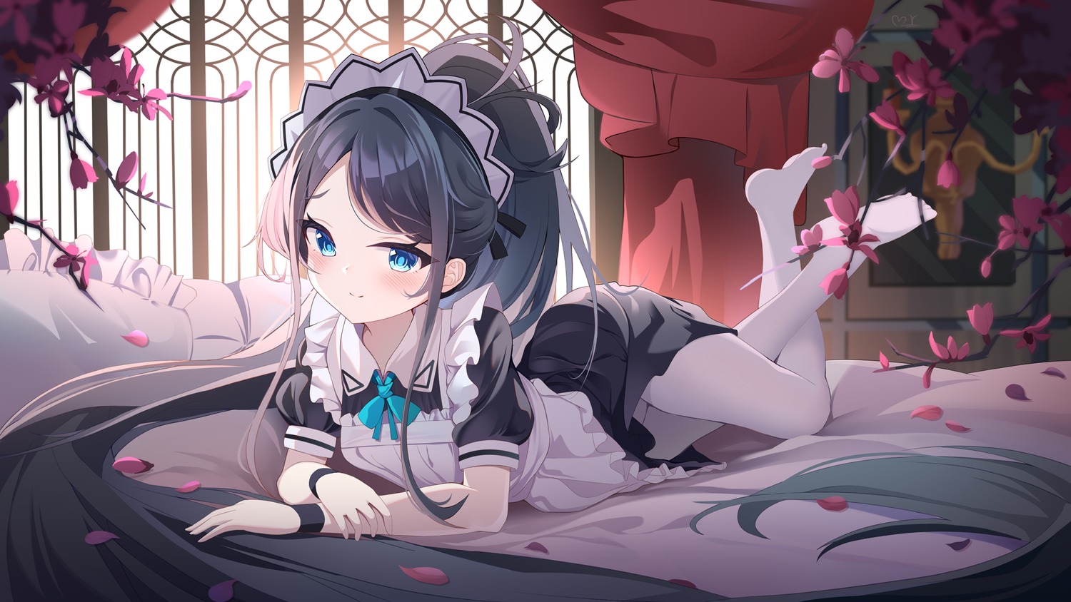blue_archive, maid, pantsu, pantyhose, skirt_lift, teeth_bro, tendou_aris, wallpaper