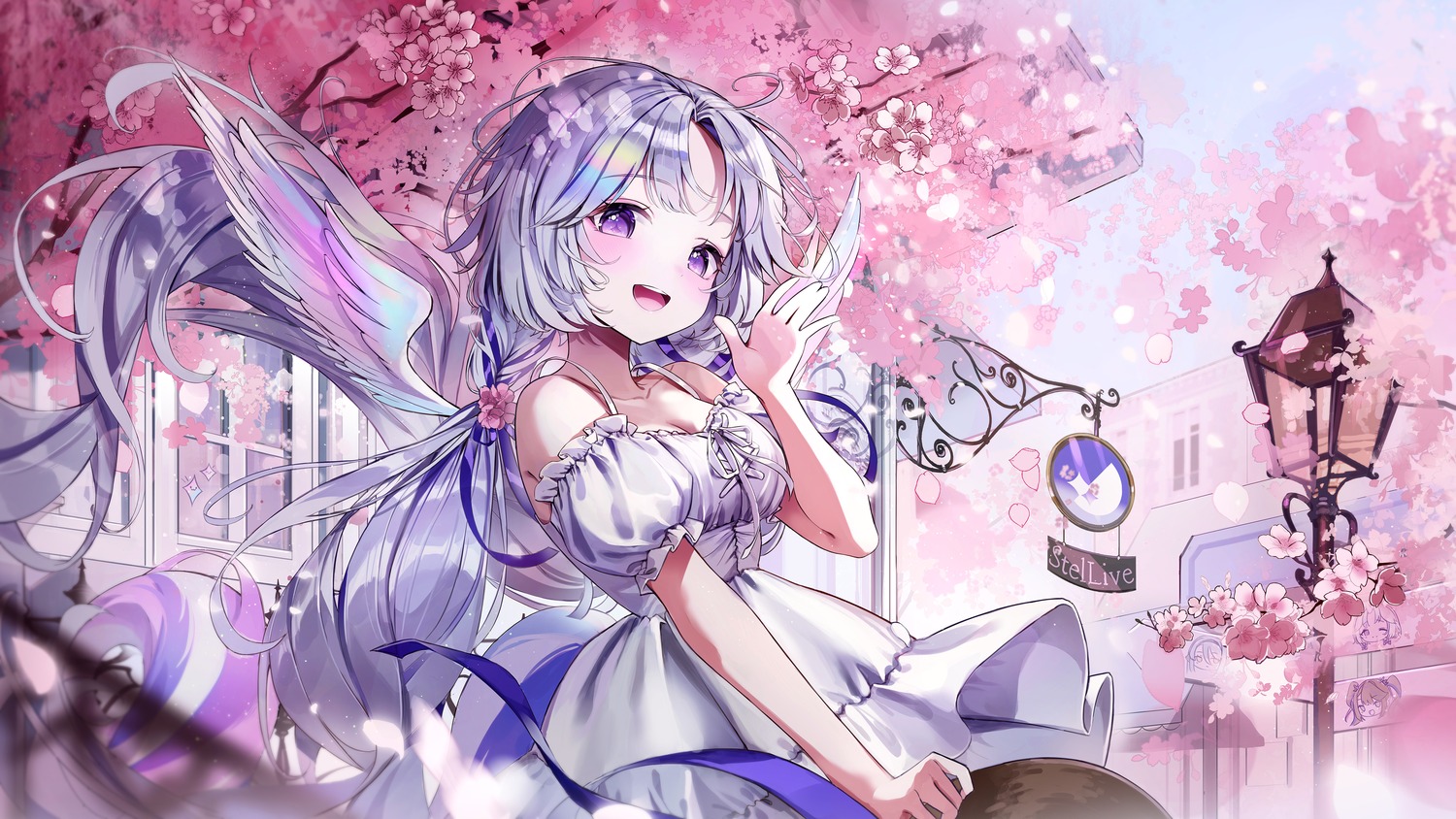 ayatsuno_yuni, cleavage, dress, eumi_114, stellive, wings