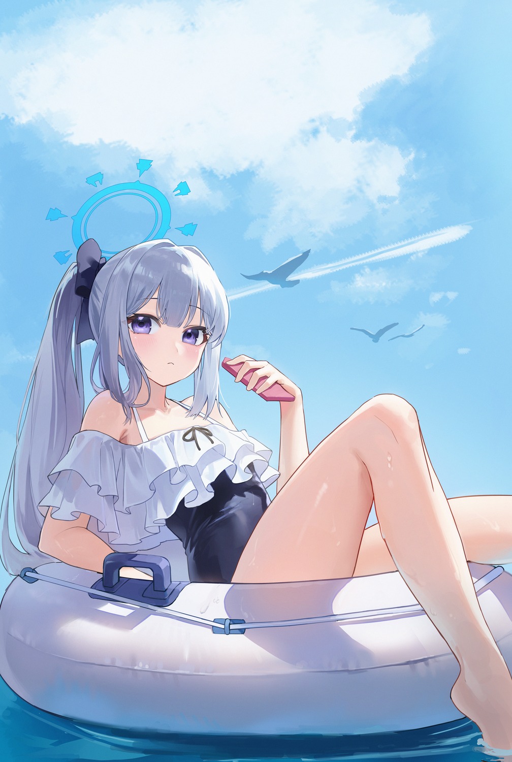 airi_(ugpv2858), blue_archive, halo, swimsuits, tsukiyuki_miyako, wet