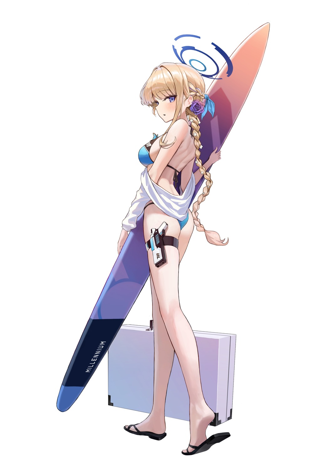 ass, asuma_toki, bikini, blue_archive, fogeun, garter, gun, halo