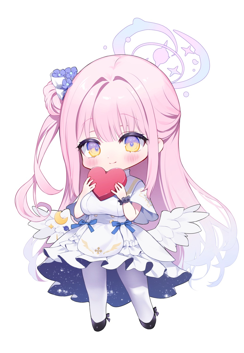 angel, blue_archive, chibi, dress, kurimochi_chizuru, misono_mika, pantyhose, wings