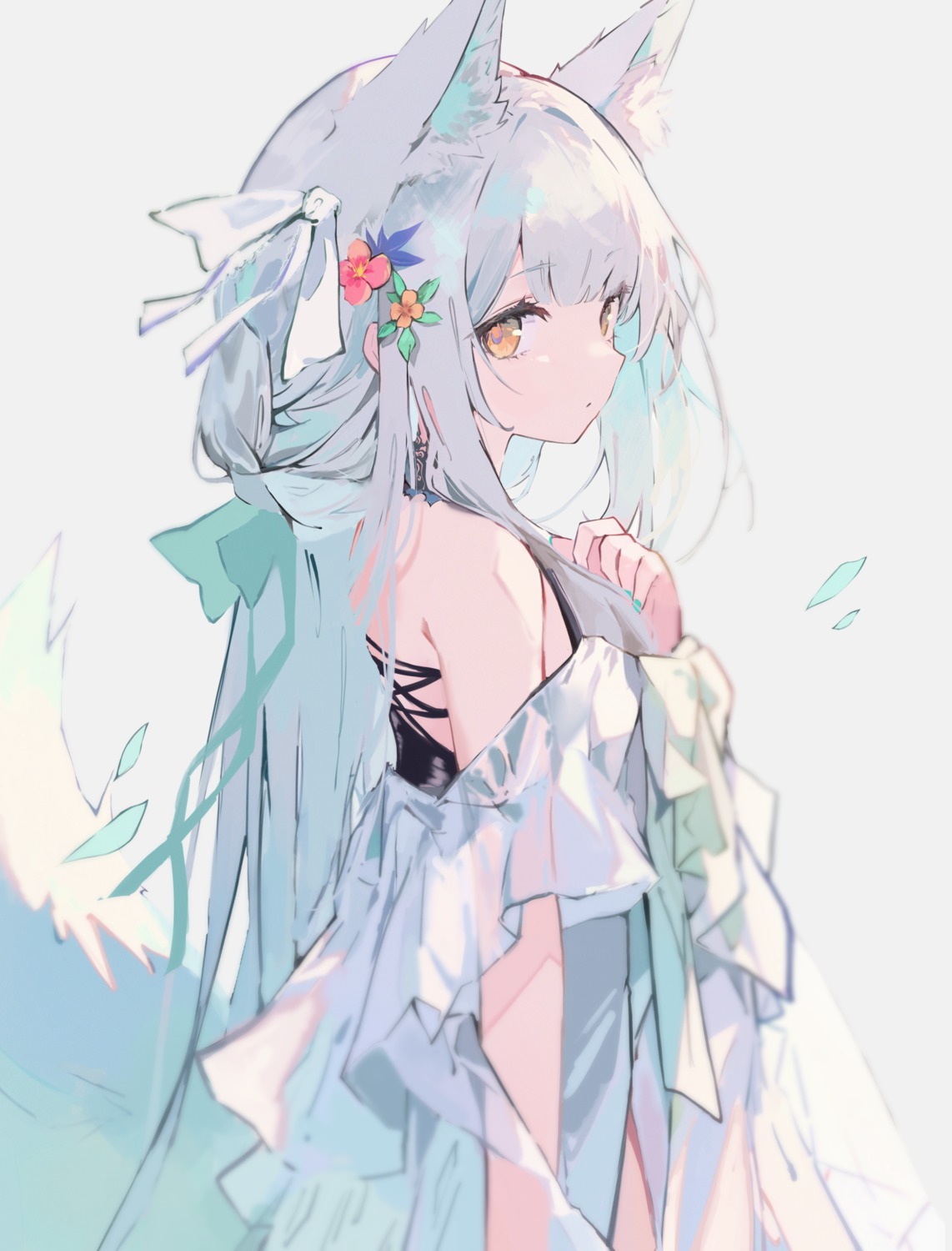 animal_ears, kokao358, see_through, sketch, tail