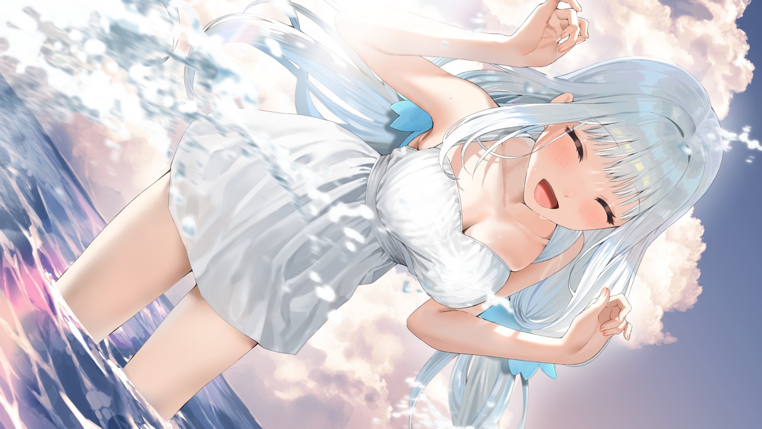 dress, kagura_mea, kagura_mea_channel, sinomi, summer_dress, wallpaper, wet