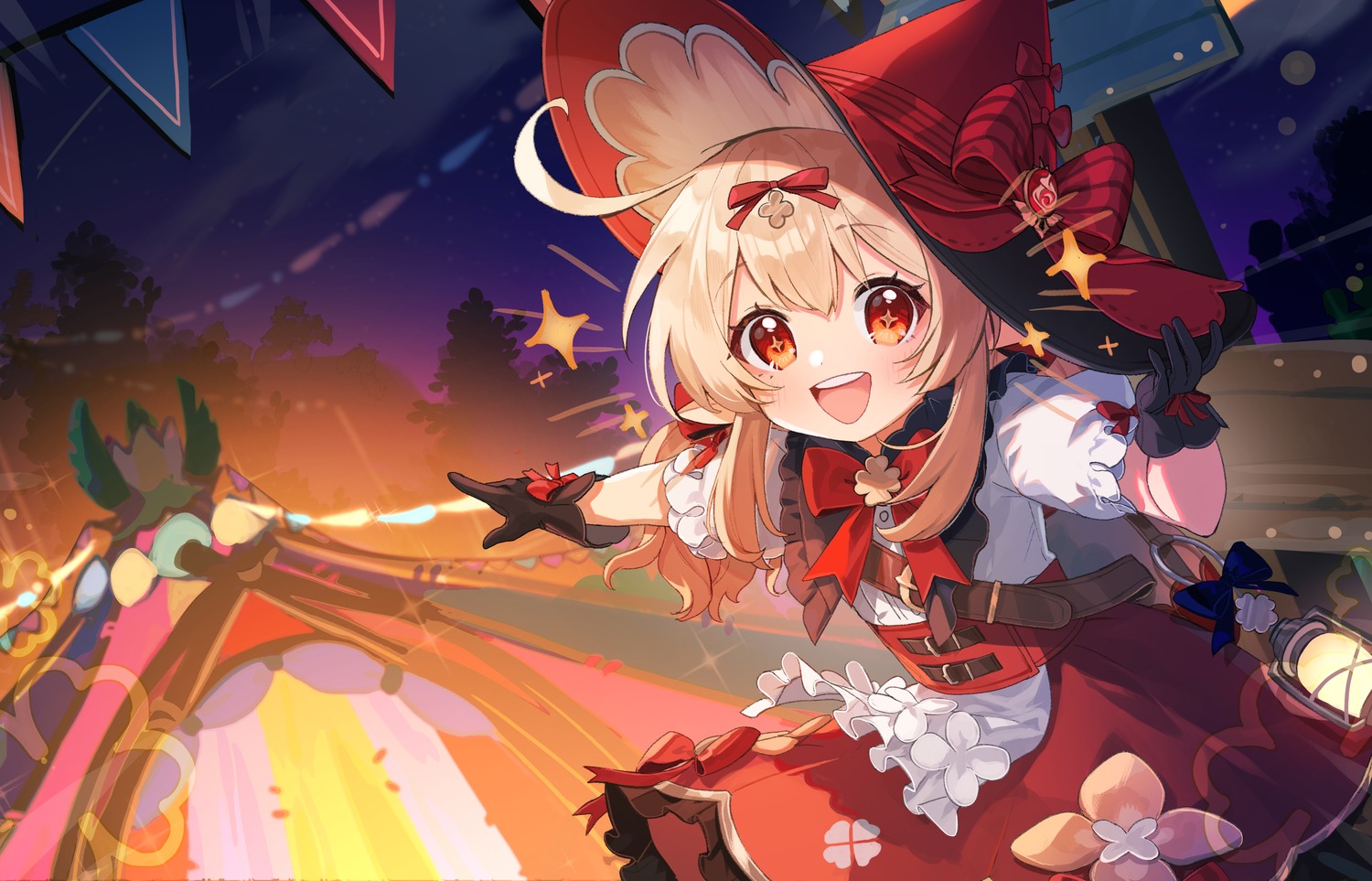 arisuke_(natuyan), genshin_impact, klee, pointy_ears, witch