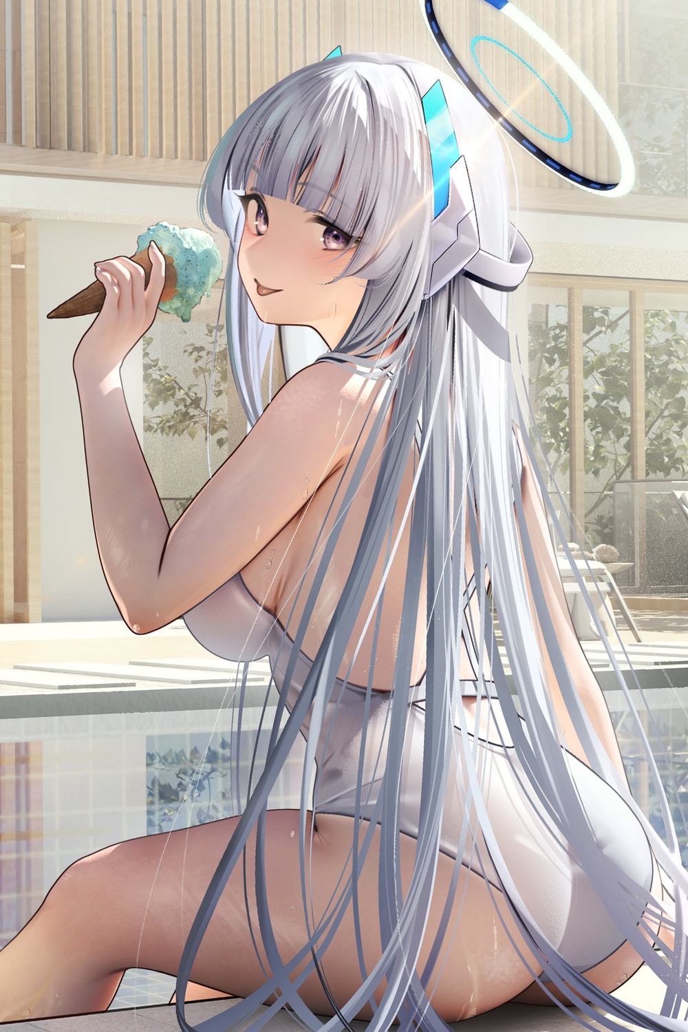 ass, blue_archive, halo, nanaken_nana, swimsuits, ushio_noa