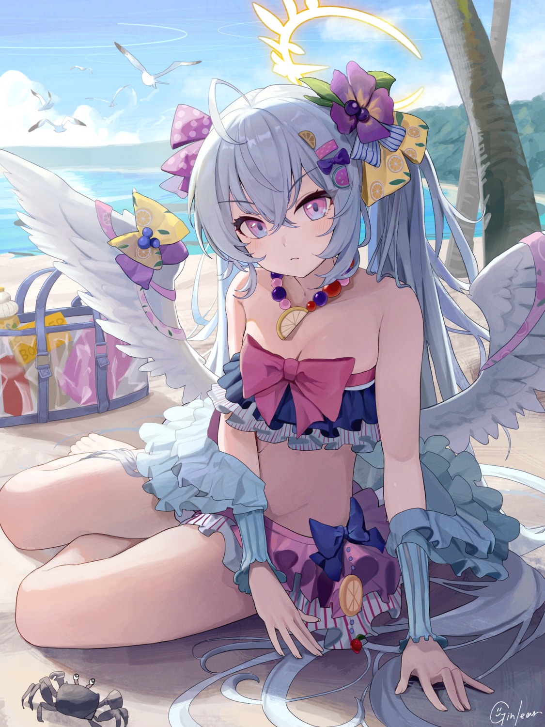 angel, bikini, blue_archive, ginlear, shirasu_azusa, swimsuits, wings