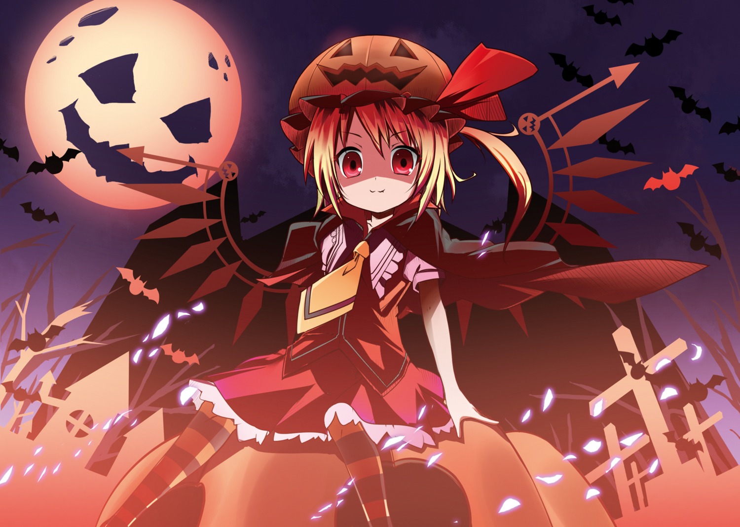 bell_(satappe), flandre_scarlet, halloween, touhou, wings