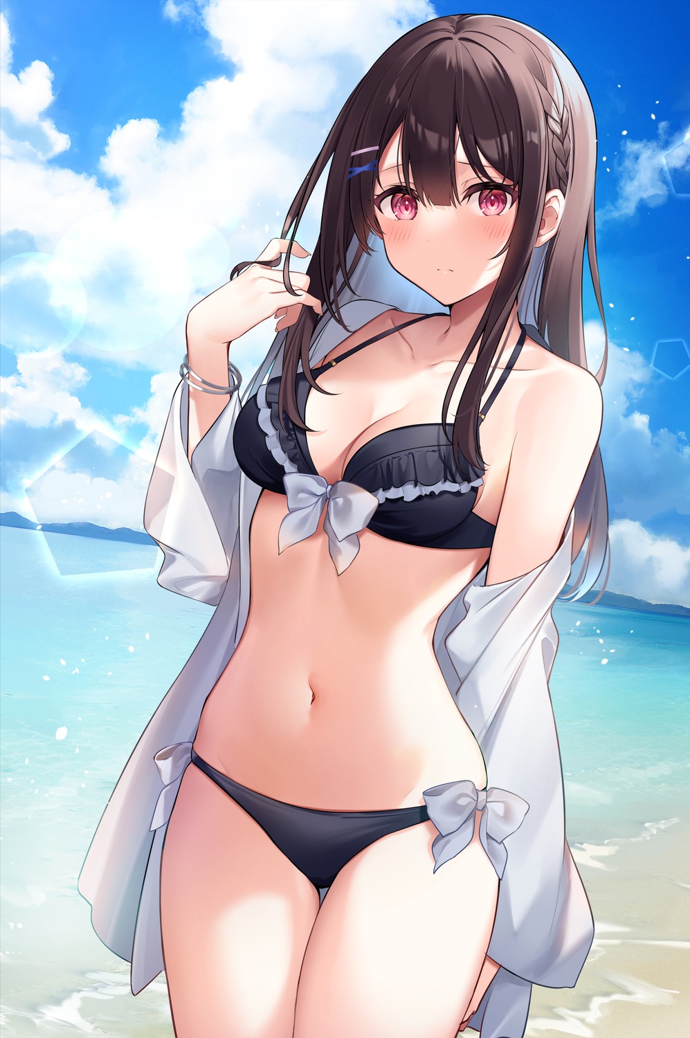 bikini, cleavage, kisaragi_yuri, open_shirt, swimsuits, tachibana_sara_(kisaragi_yuri)