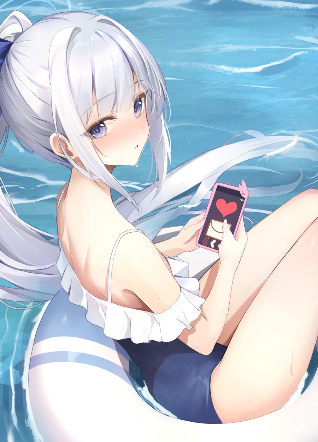 blue_archive, halo, sellf, swimsuits, tsukiyuki_miyako, wet