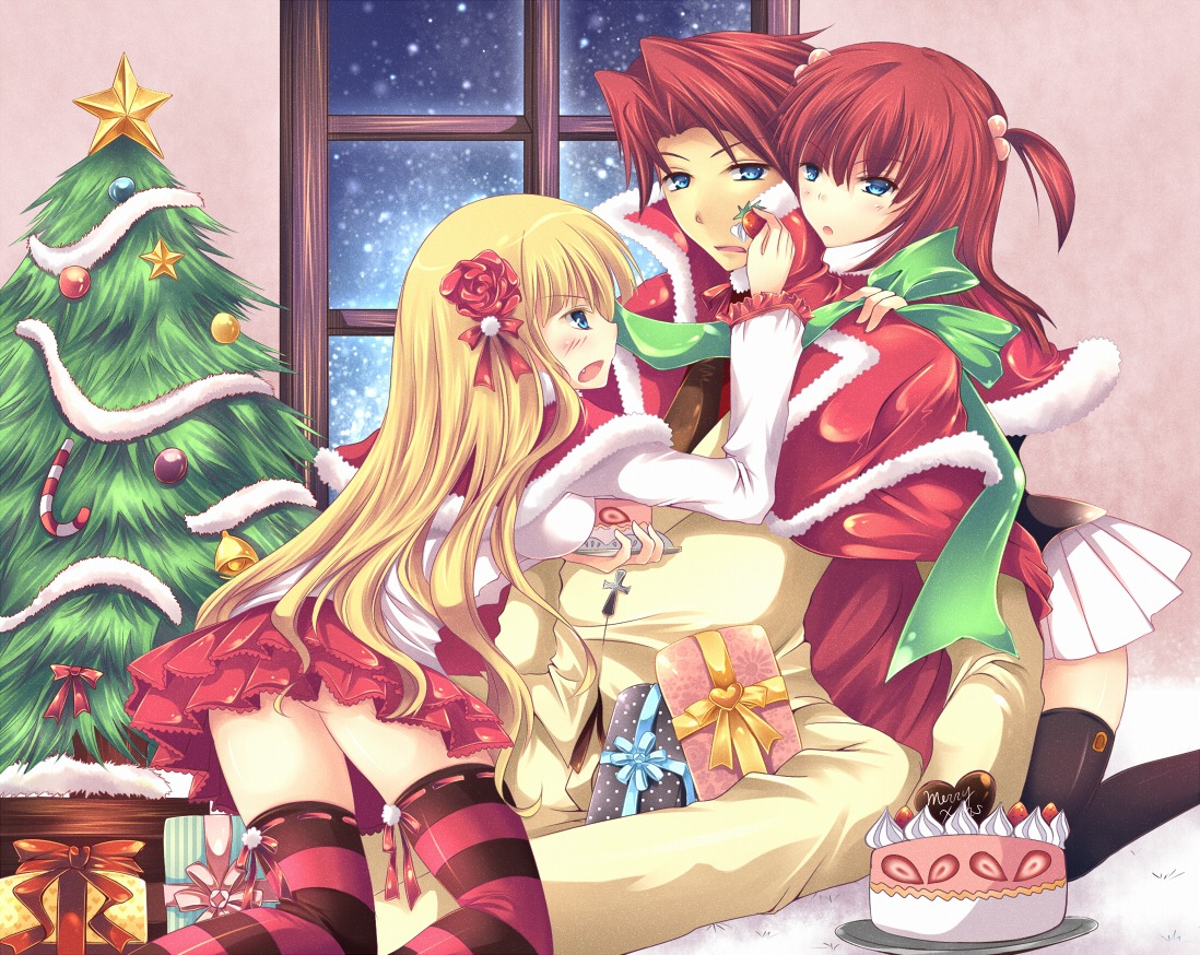 beatrice, christmas, roldelos, thighhighs, umineko_no_naku_koro_ni, ushiromiya_ange, ushiromiya_battler