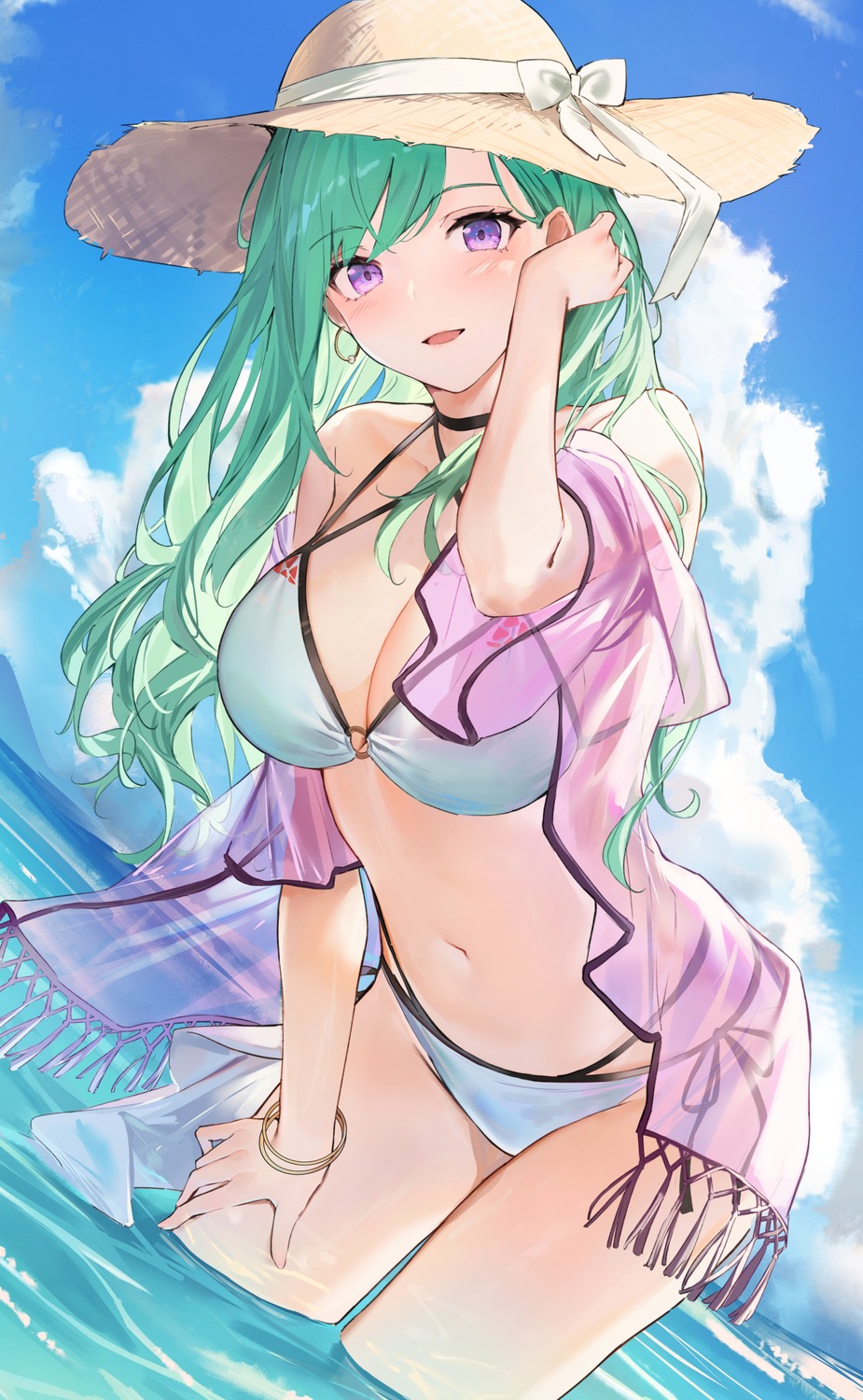 bikini, isaya_(pixiv4541633), open_shirt, see_through, swimsuits, vspo!, wet, yakumo_beni