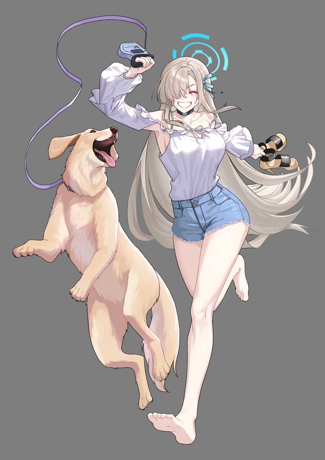 alfie_(artist), blue_archive, halo, heels, ichinose_asuna, torn_clothes, transparent_png