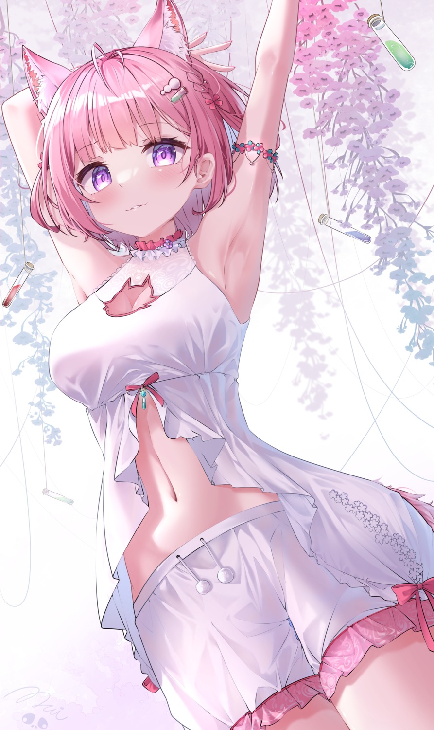 animal_ears, cleavage, hakui_koyori, hololive, maeru, no_bra