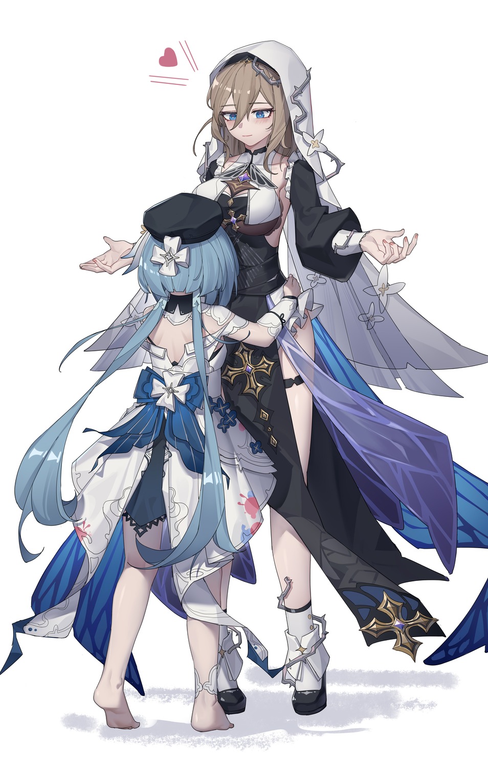 aponia_(honkai_impact), benghuai_xueyuan, dress, garter, griseo, honkai_impact, nun, yuk233