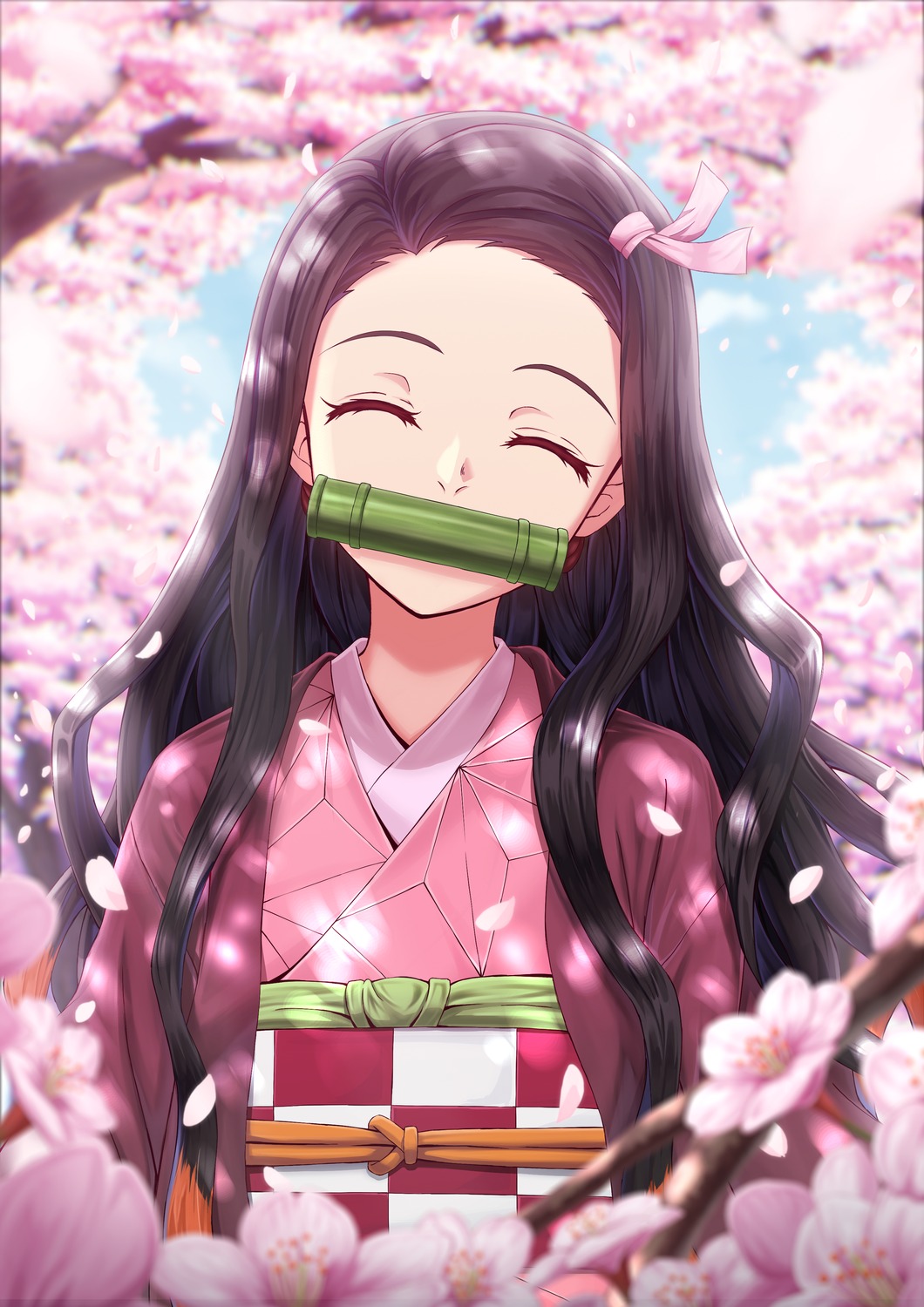 kamado_nezuko, kimetsu_no_yaiba, kimono, nonoa_(pixiv_28973364)