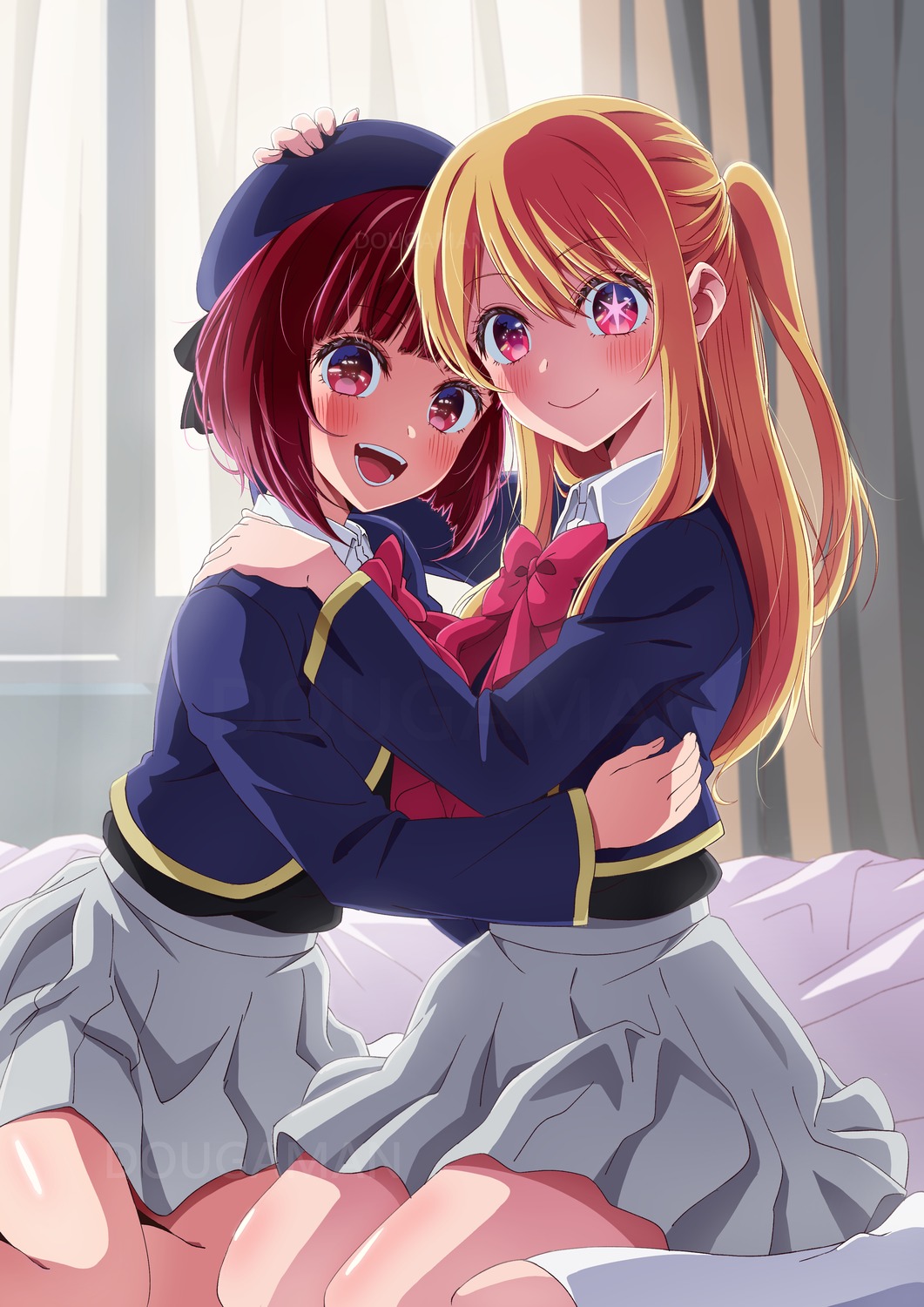 [oshi_no_ko], arima_kana, dougaman, hoshino_ruby, seifuku, sweater, yuri