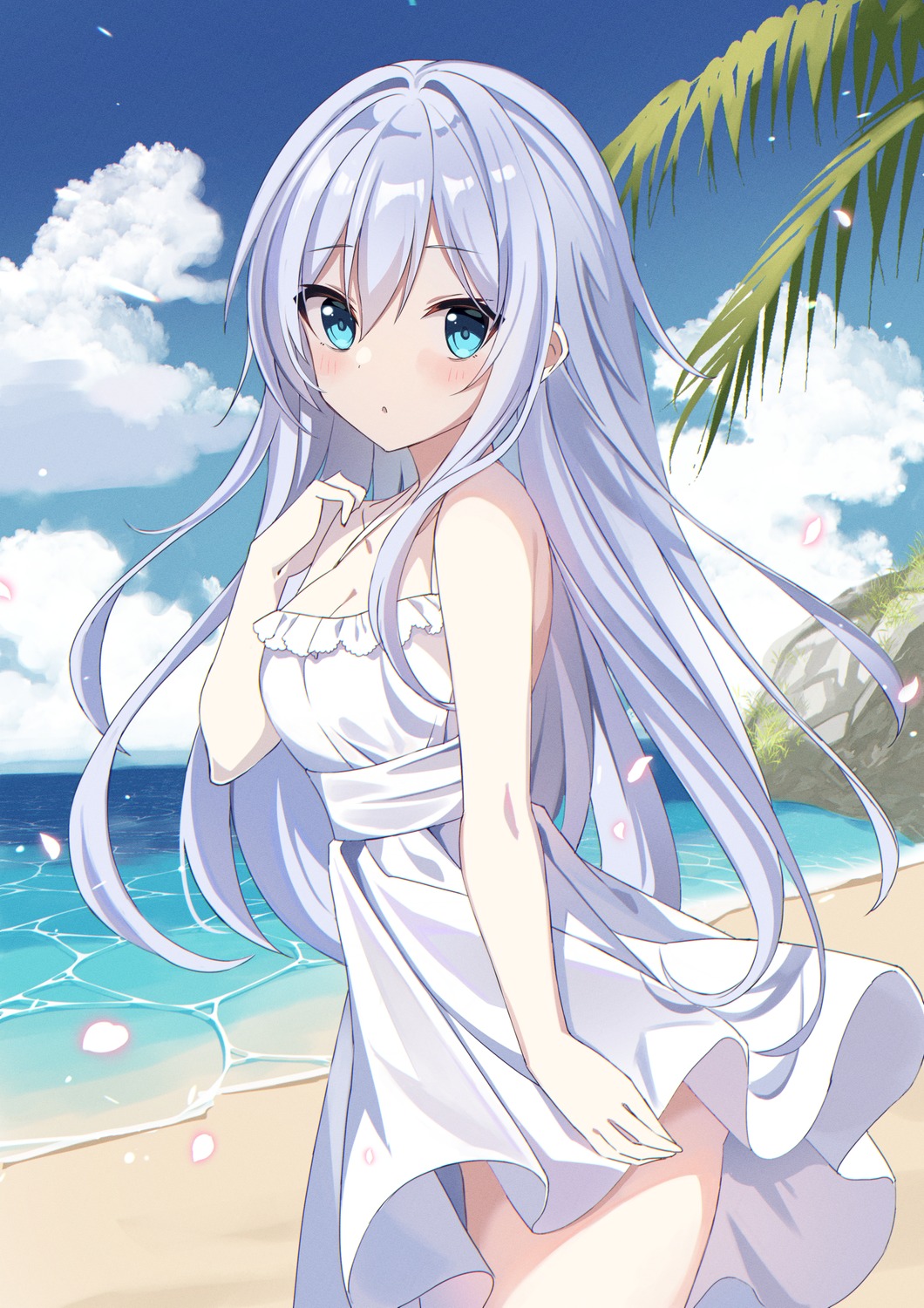 cleavage, dress, fathom, hibiki_(kancolle), kantai_collection, summer_dress
