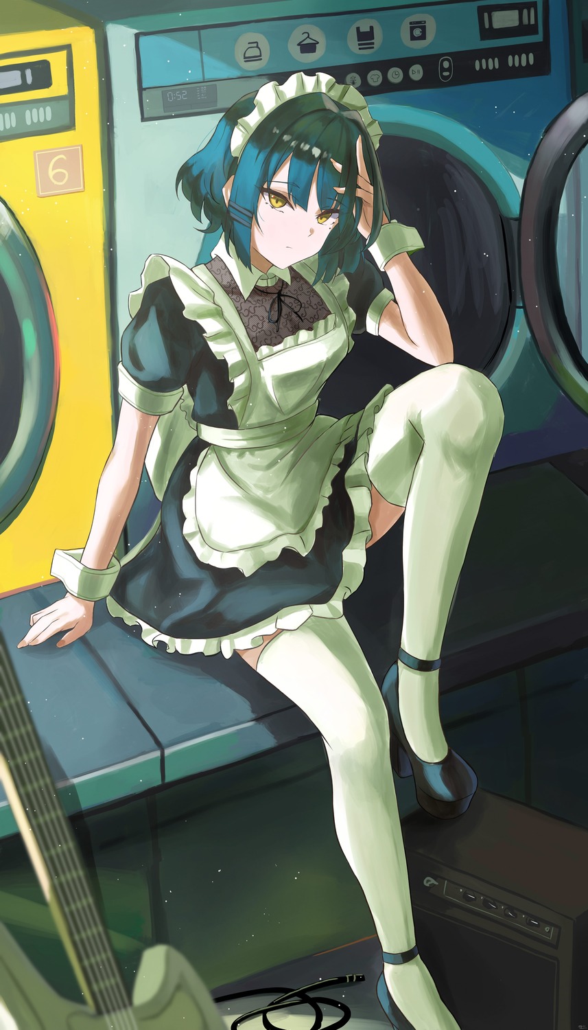 bocchi_the_rock!, heels, maid, thighhighs, yamada_ryou, yato_(yama0x1)
