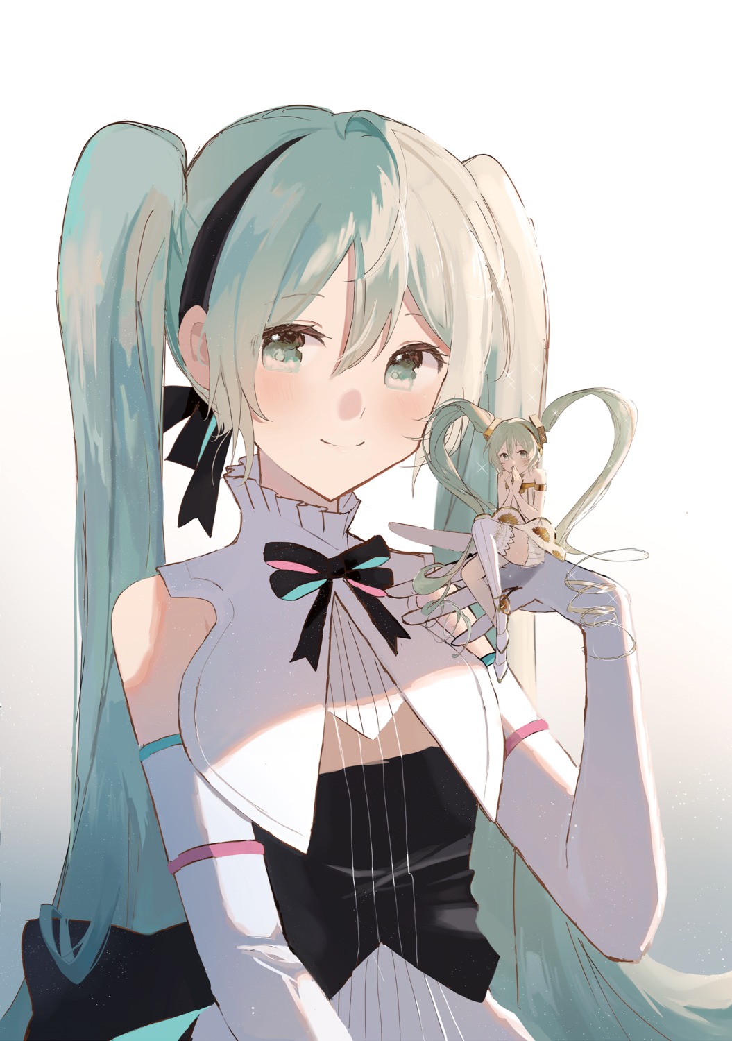 dress, gramophone_miku, hatsune_miku, hatsune_miku_symphony, see_through, thighhighs, vocaloid, yurun_(yurun_ume)