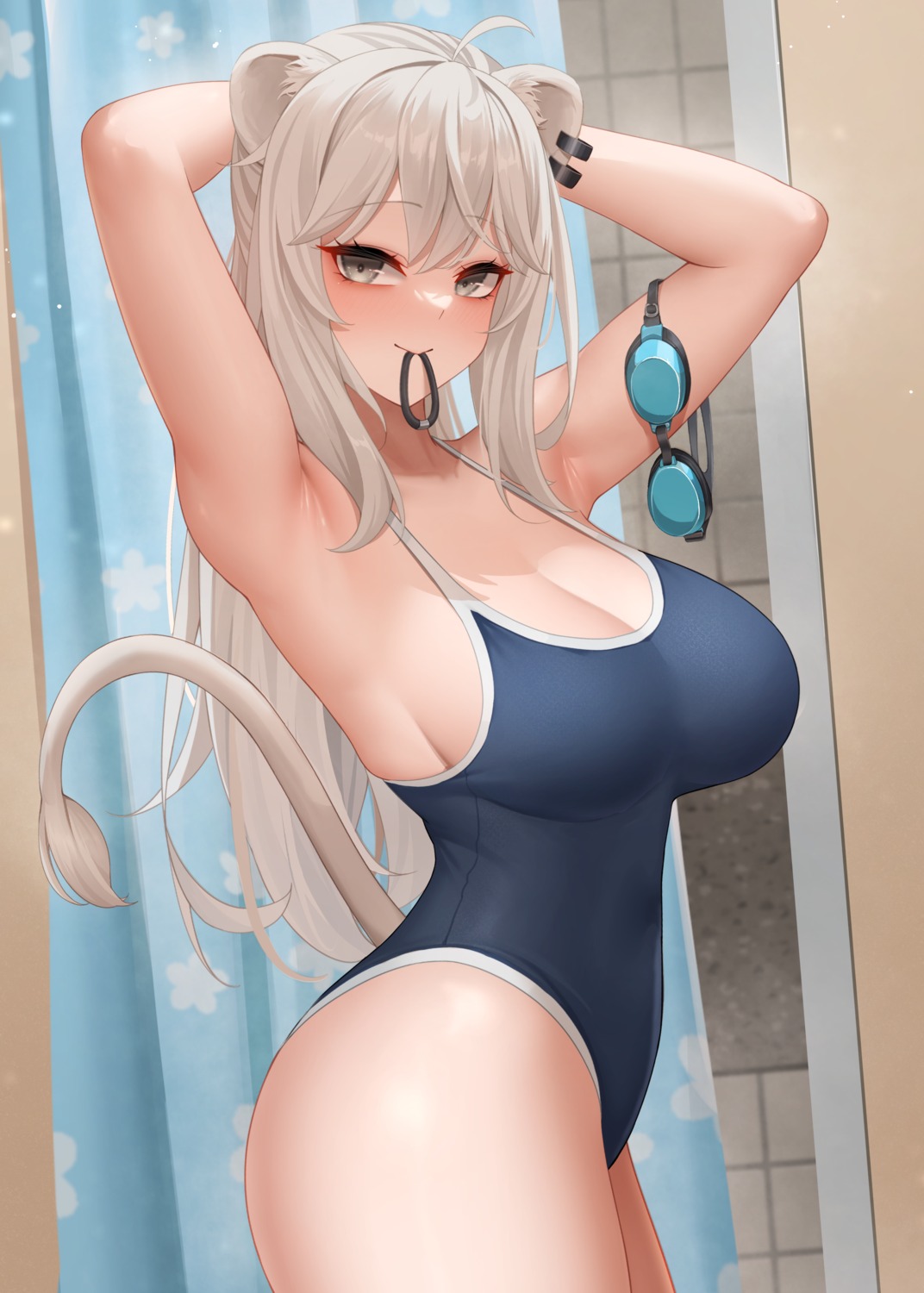 animal_ears, hololive, shishiro_botan, swimsuits, tail, wei_xiao