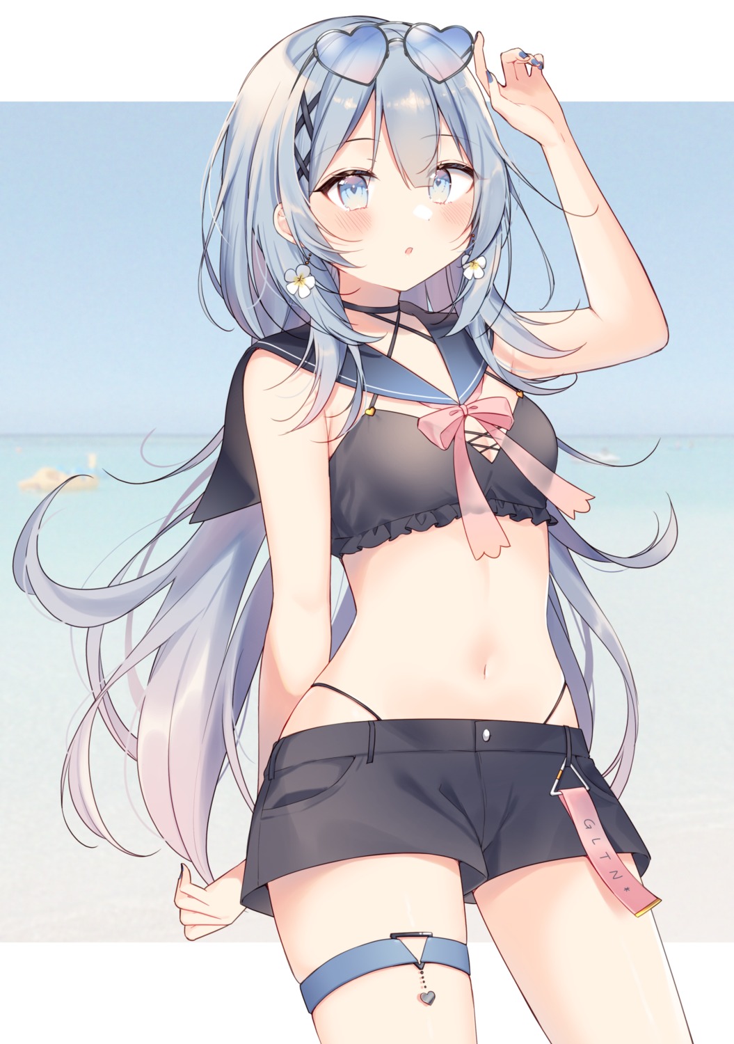 bikini, garter, megane, shiino_sera, swimsuits
