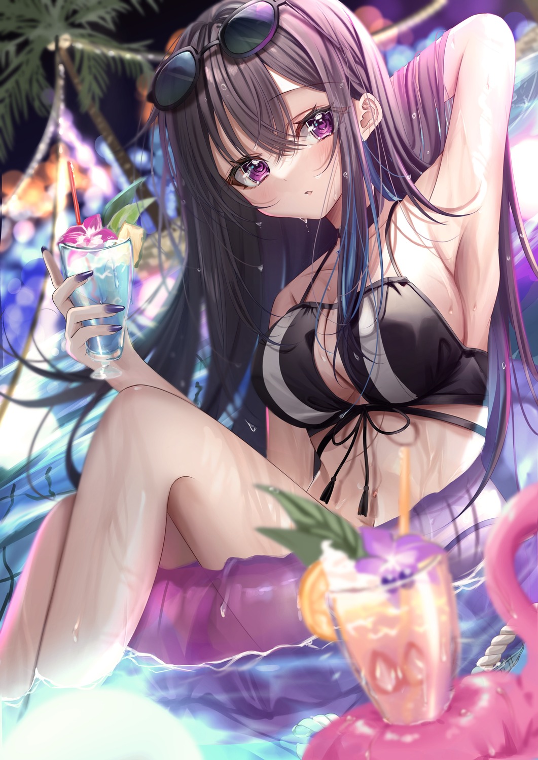 bikini, ichinose_uruha, koya_toofu, lupinus_virtual_games, megane, swimsuits, vspo!, wet