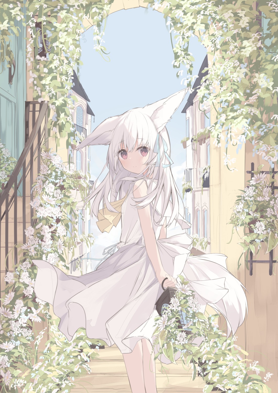 animal_ears, dress, kushida_you, tail