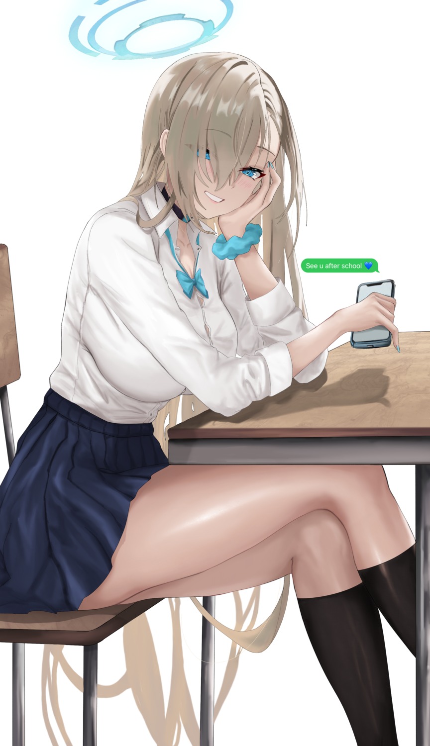 blue_archive, danny_marx, halo, ichinose_asuna, seifuku, skirt_lift