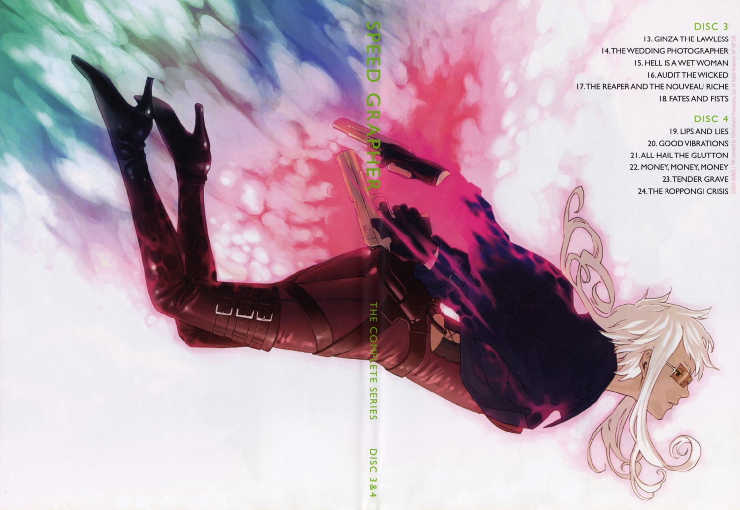 bodysuit, crease, disc_cover, ginza_hibari, gun, kozaki_yuusuke, megane, speed_grapher