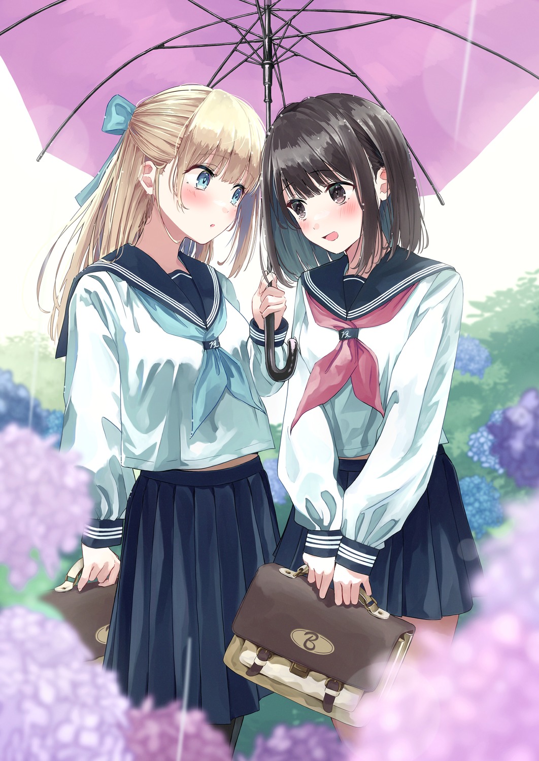 arisugawa_bii, seifuku, umbrella, yuri