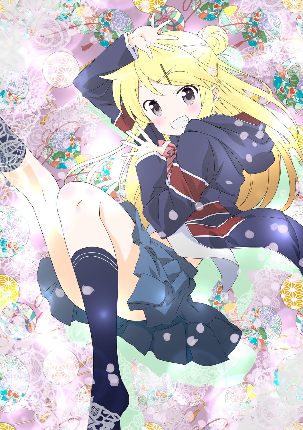 kin-iro_mosaic, koseki_masaru, kujou_karen, seifuku, skirt_lift