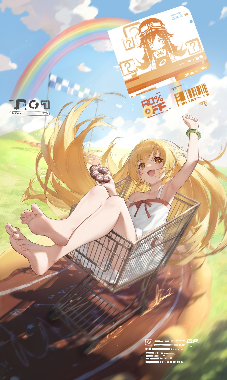 bakemonogatari, dress, feet, monogatari_(series), observerz, oshino_shinobu, summer_dress