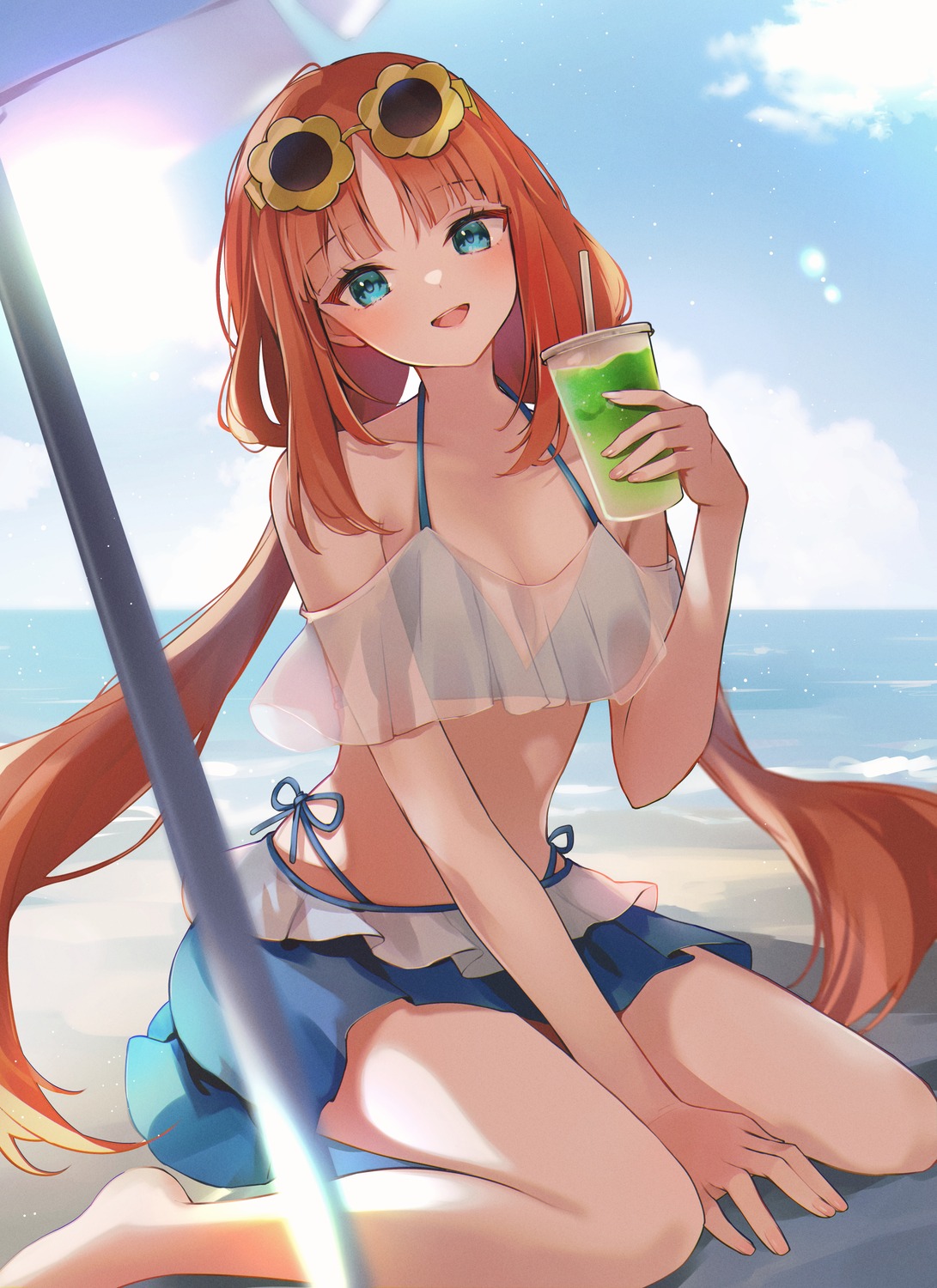 7aka_ne11, bikini_top, genshin_impact, megane, nilou, see_through, swimsuits