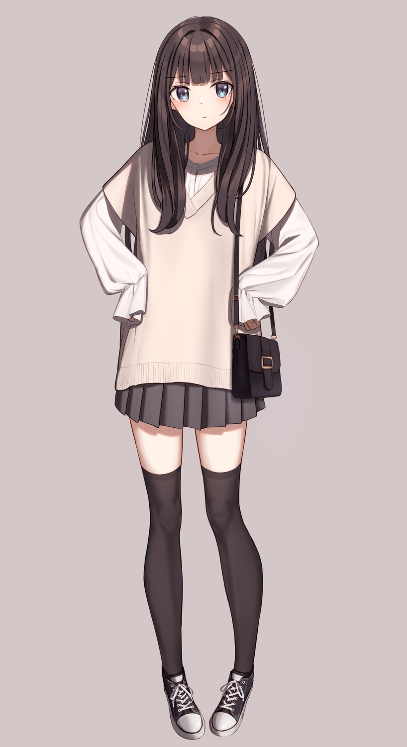 hiyori_(huyunora), huyunora, sweater, thighhighs