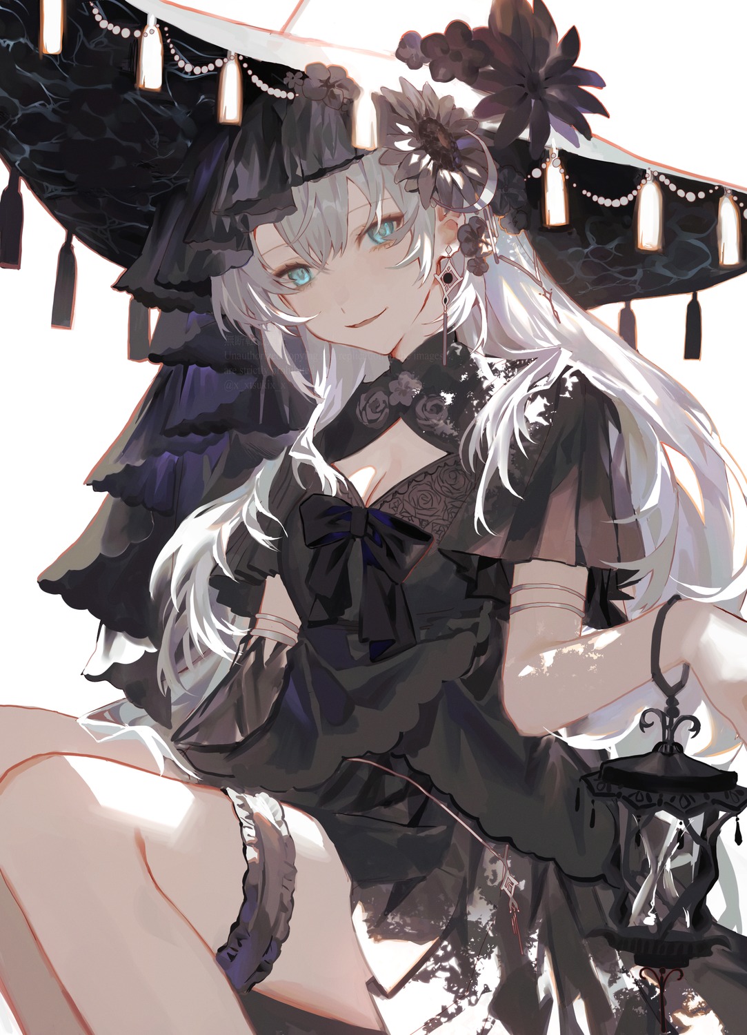 cleavage, dress, garter, iwai_ku_tsuki, witch