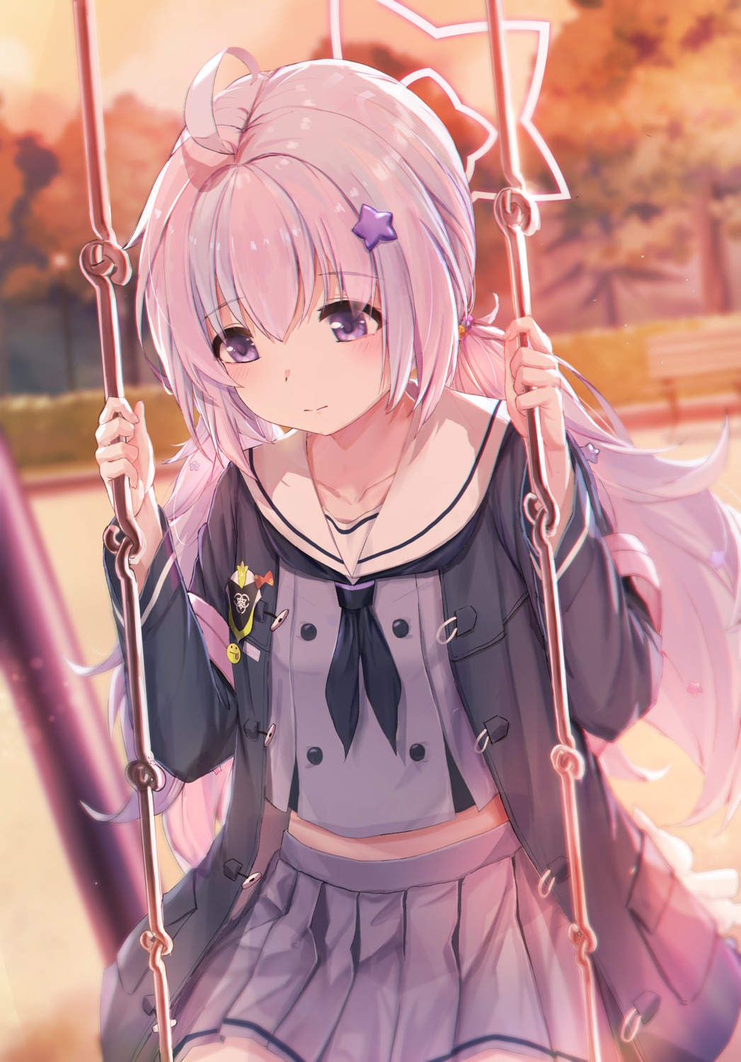 aka_(440626), blue_archive, halo, seifuku, uzawa_reisa