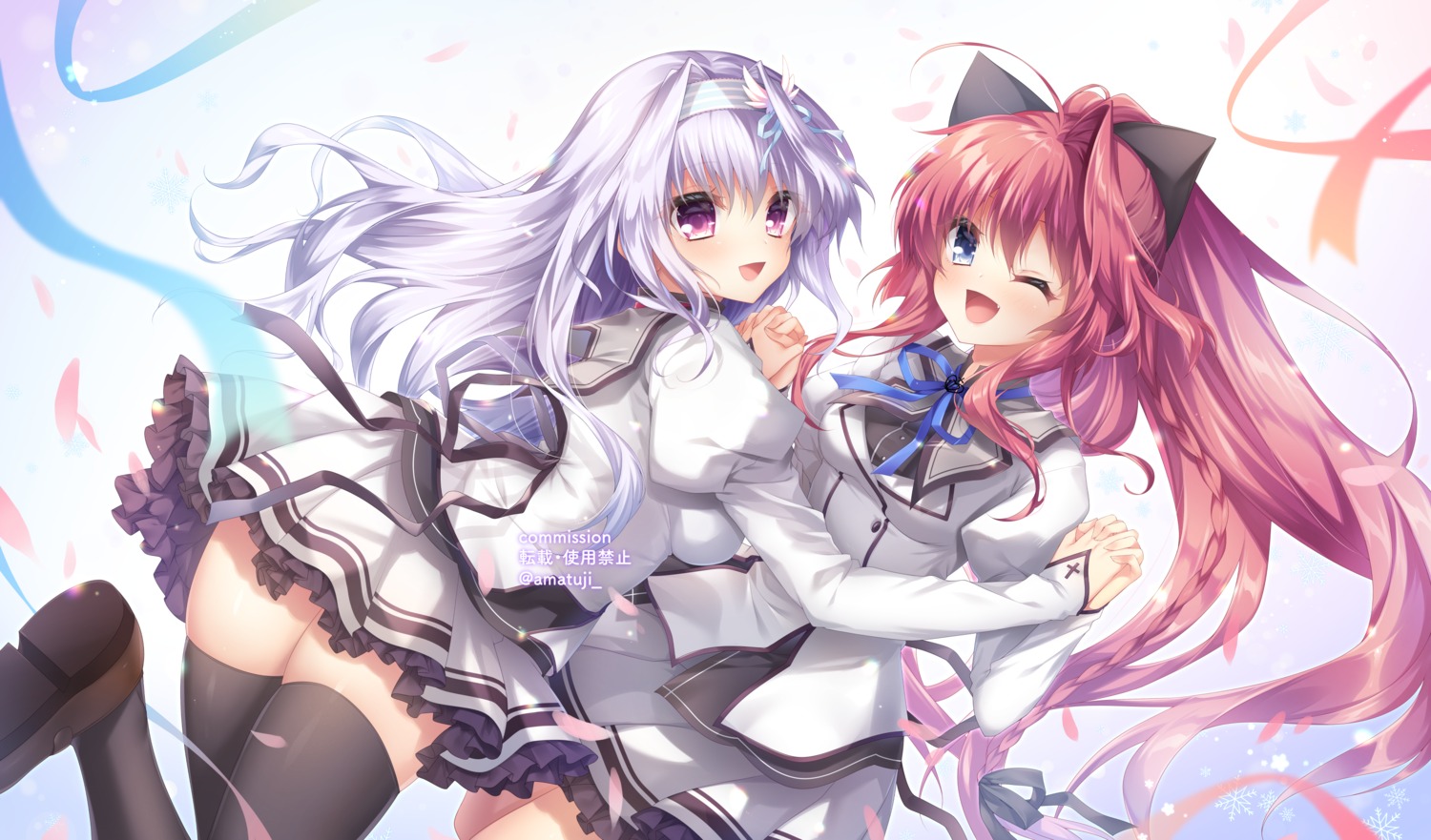 amaha_miu, amatsuji, inui_sana, mashiroiro_symphony, seifuku, thighhighs, watermark