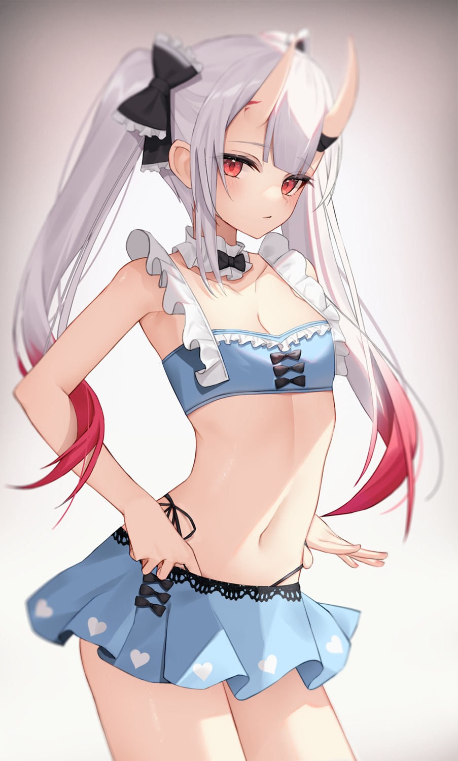bikini, hololive, horns, nakiri_ayame, swimsuits, thomas_8000